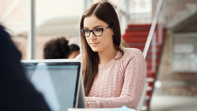 Woman using her laptop