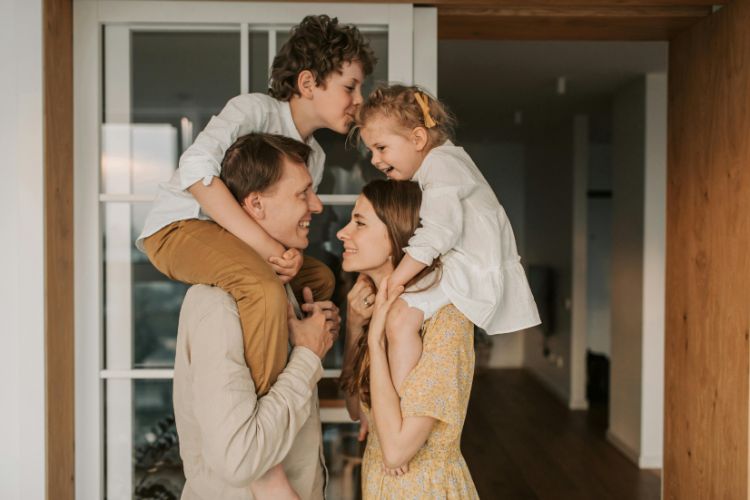 young family at home