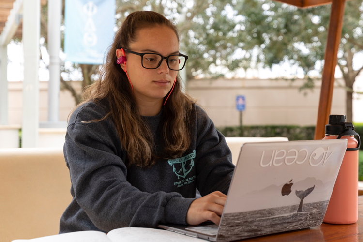 Student using computer