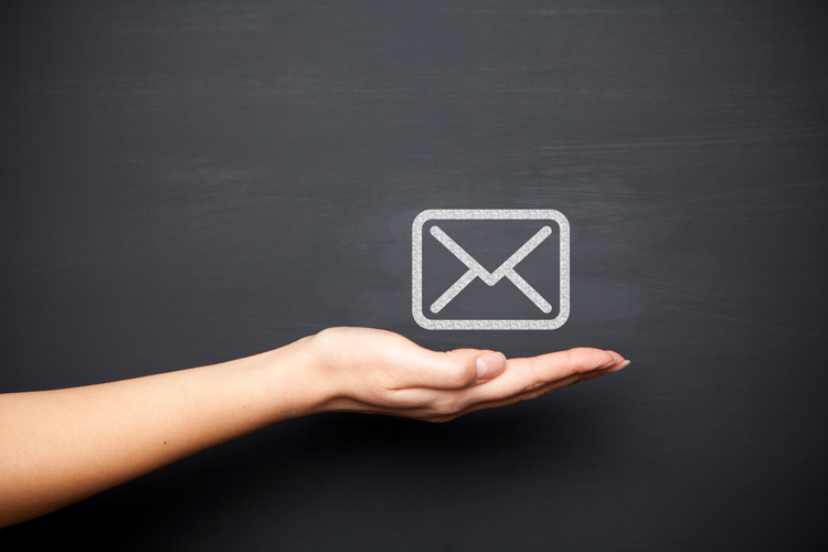 Hand and email icon concept