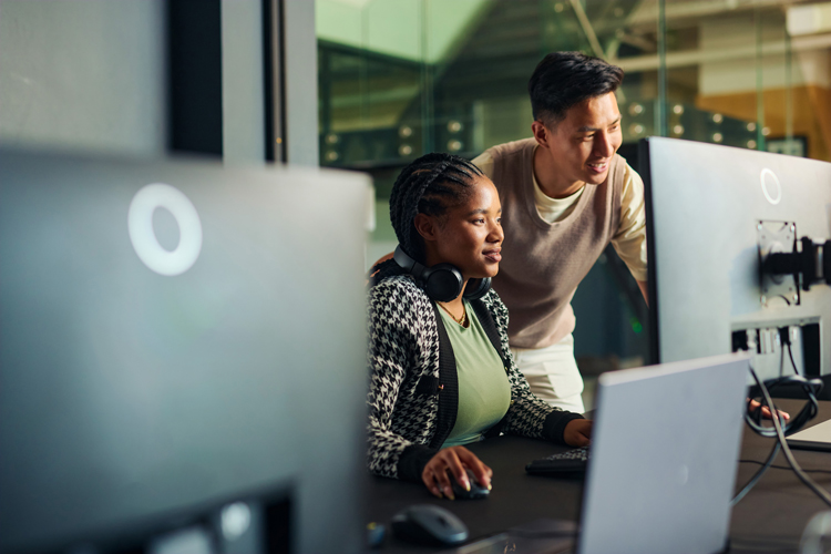 Software engineers collaborating on a project