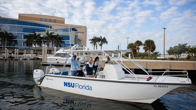 Oceeonographic Center boat with NSU sttudents and researchers