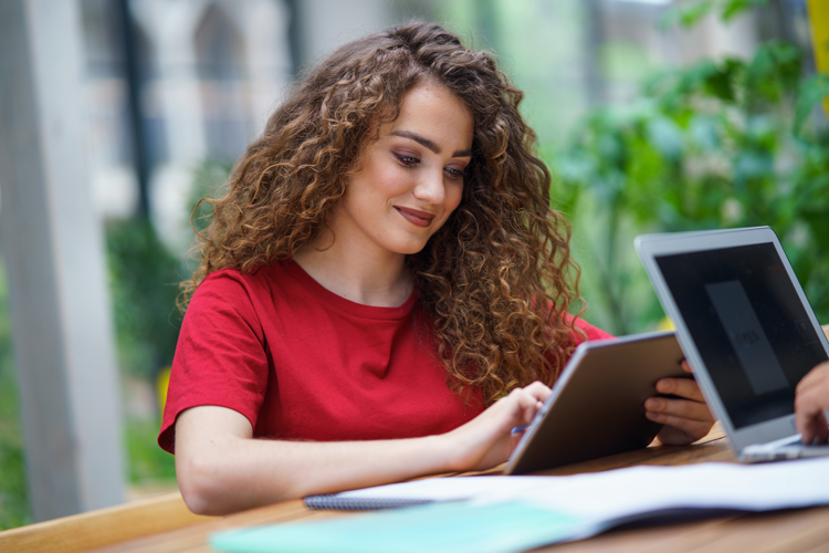 Student submitting transcript online