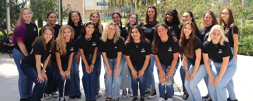 Sorority members posing for a picture