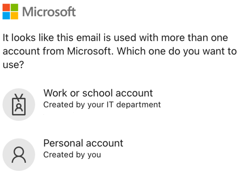 Select work or school account