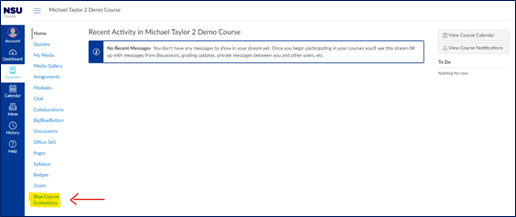 Canvas course menu