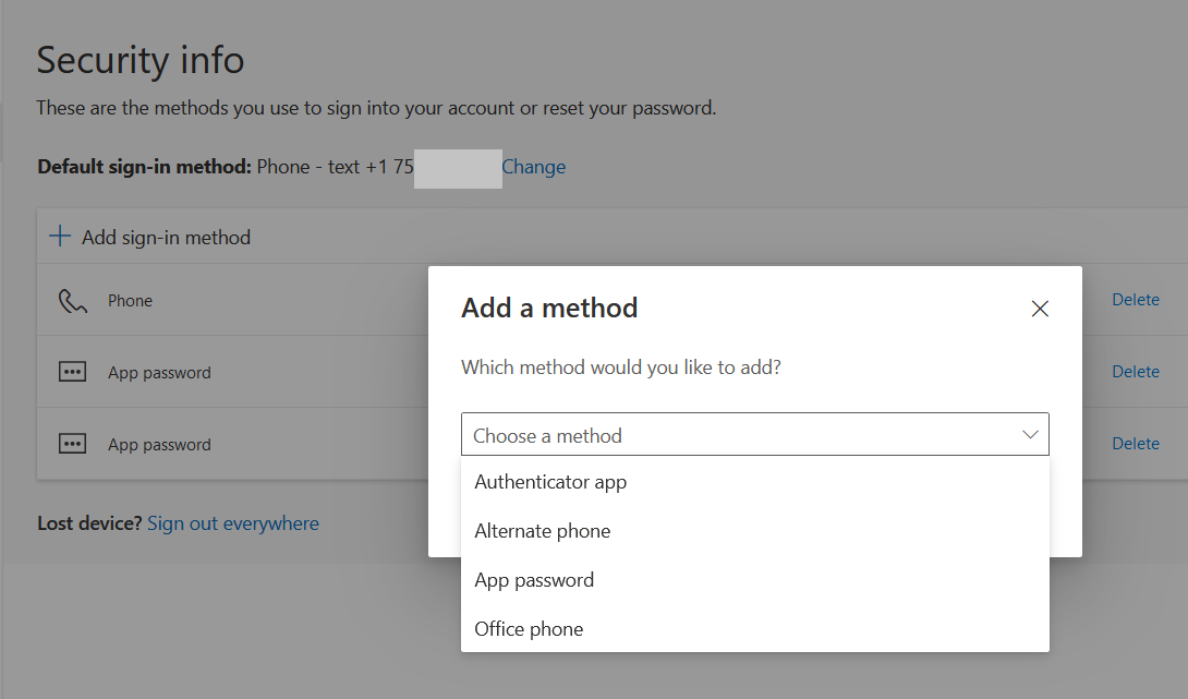Add new method of authentication screen