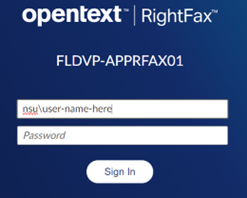 Login screen