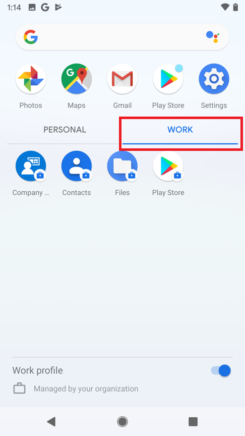 Tap on the Work tab