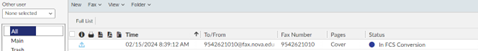 Track the status of the fax