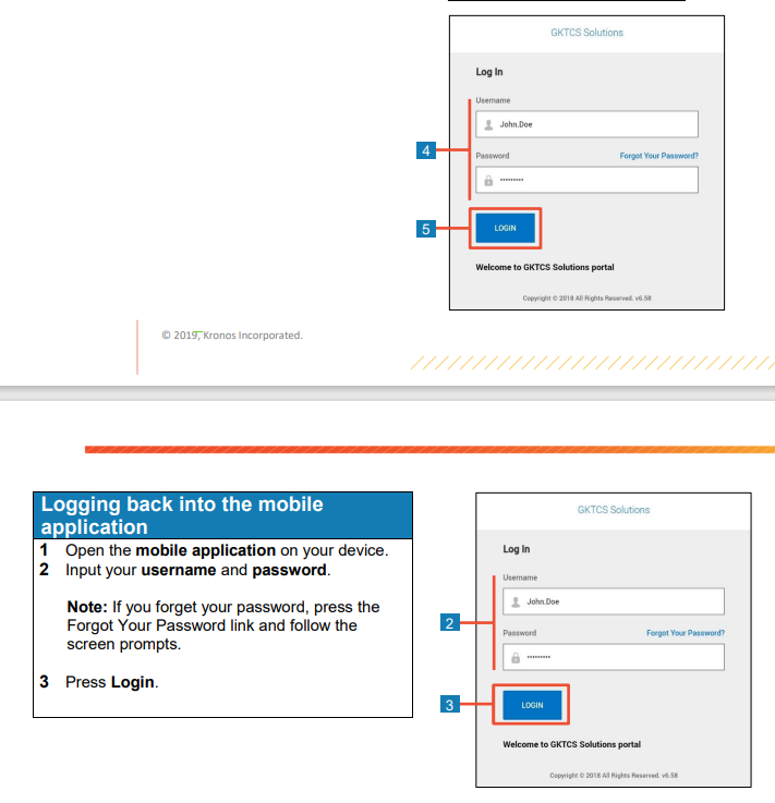 Log in screenshot