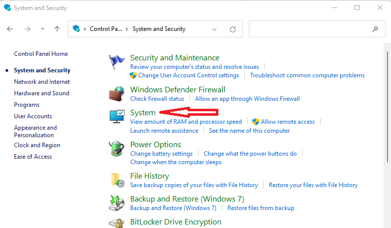 System icon screenshot