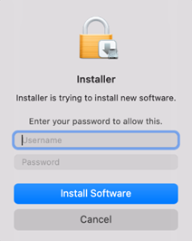 Enter user credentials screenshot